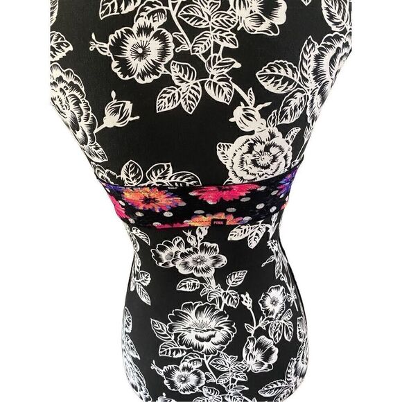 Pink Victoria’s Secret Floral Bandeau Sz Small Neon Polka Dot Colorful Sleepwear - Picture 2 of 10